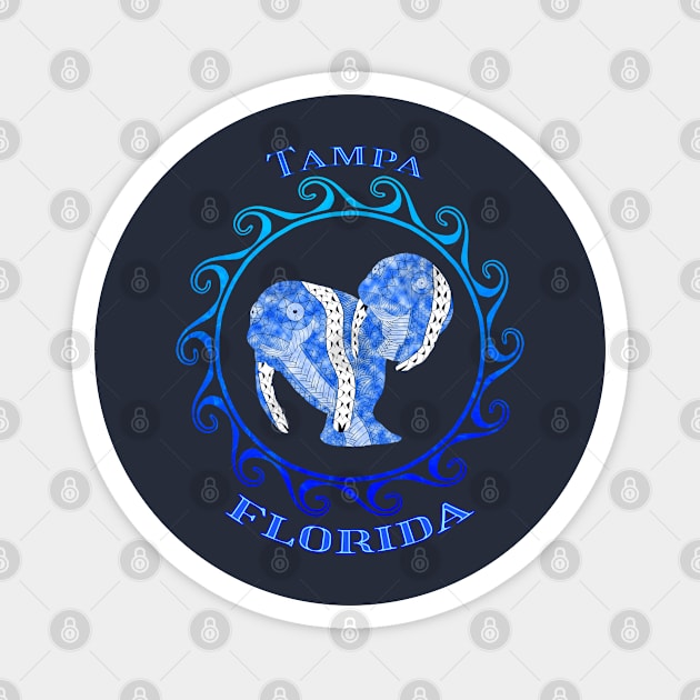 Tampa Florida Vacation Tribal Manatees Magnet by macdonaldcreativestudios